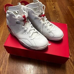 Jordan White and Red High-Top Sneakers (red oreo)